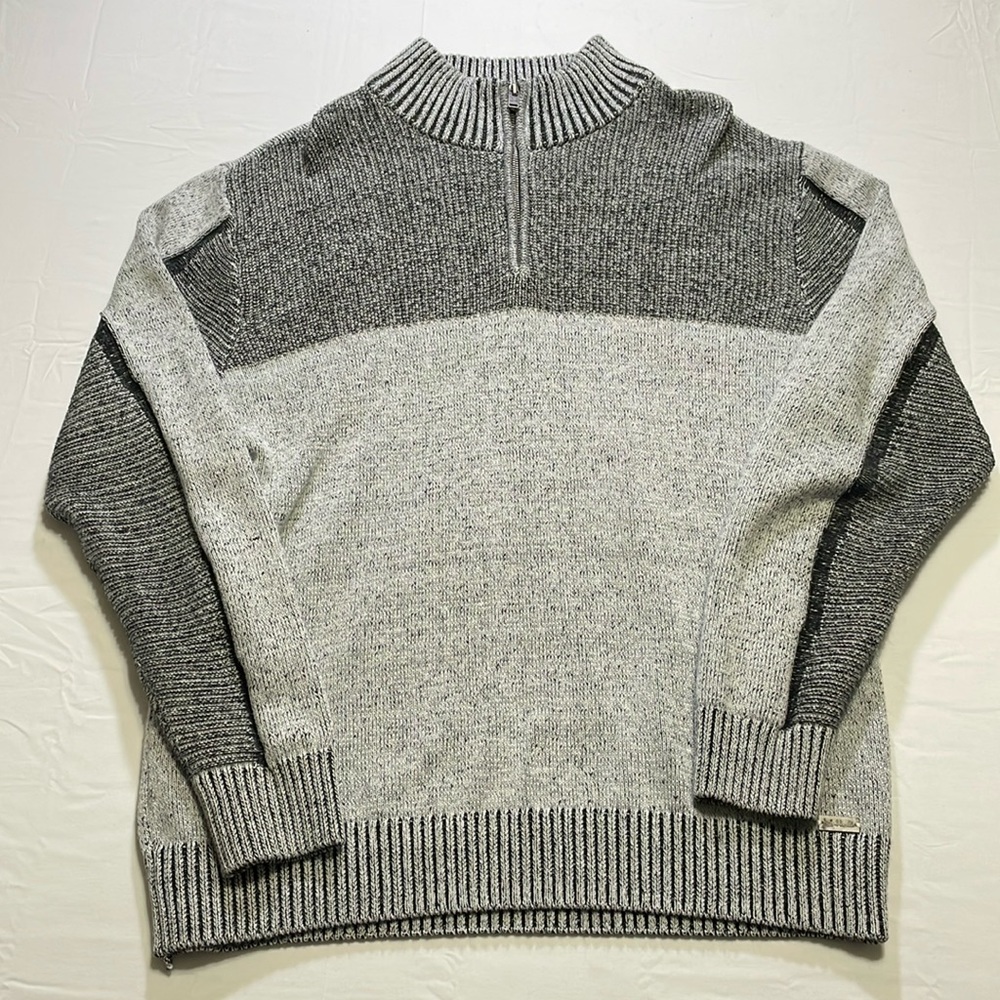 JB HALT MEN'S XL 1/4 ZIP PULLOVER MOCK NECK SWEATER GREY BLACK. PRE-OWNED.